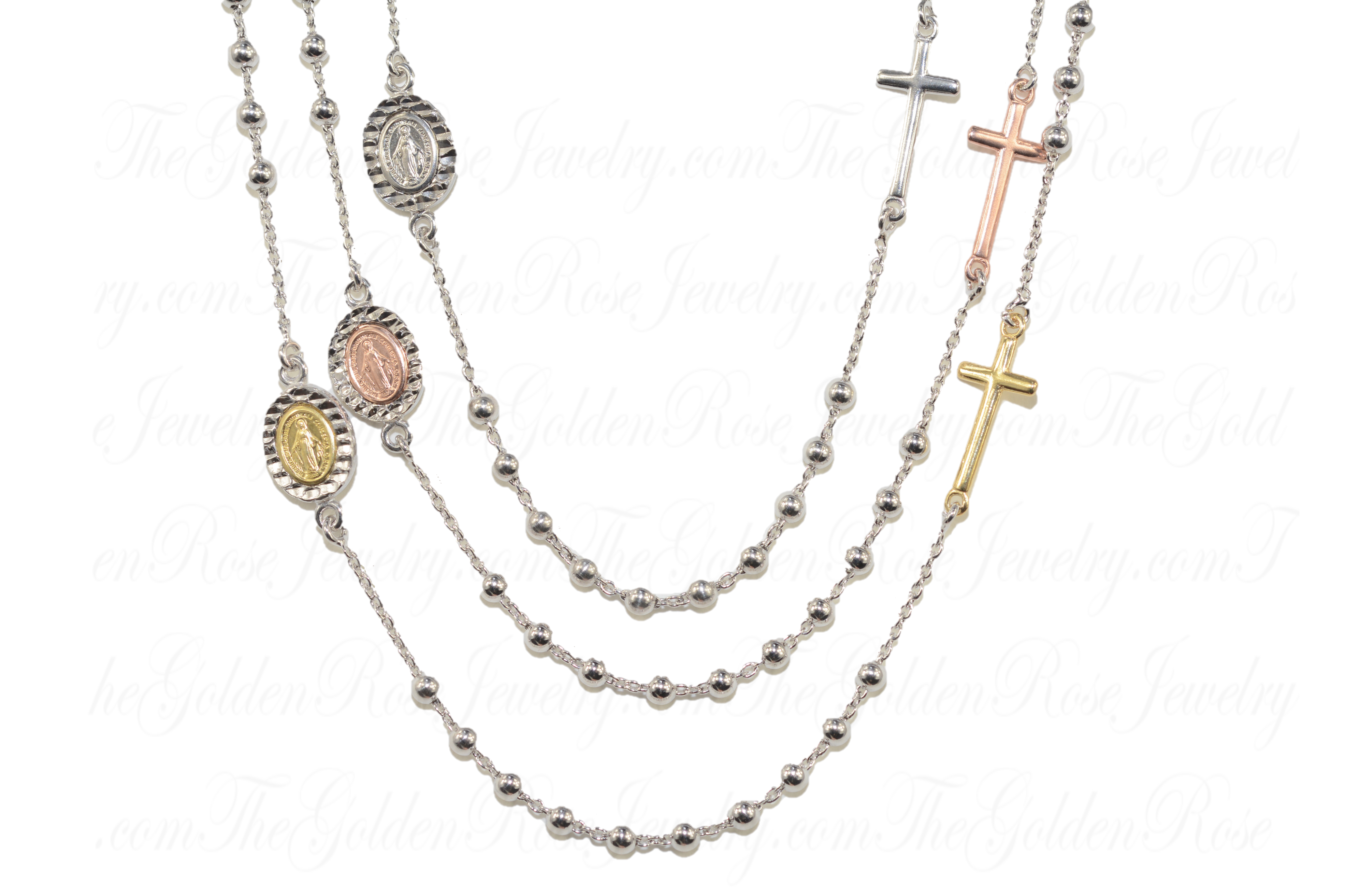 Chapelet 3 Dizaines Argent Ras de Cou 