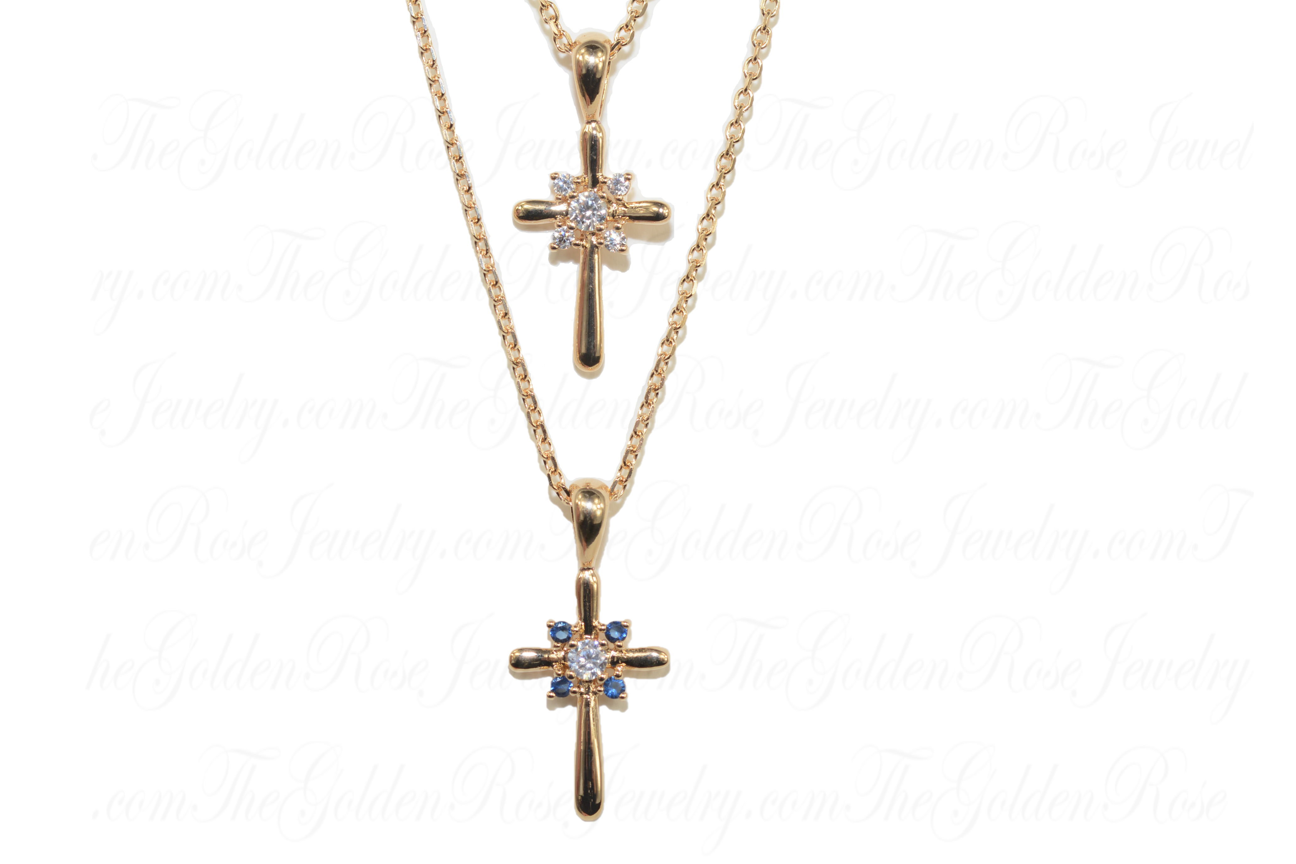 Collier Croix Fleur Zirconium