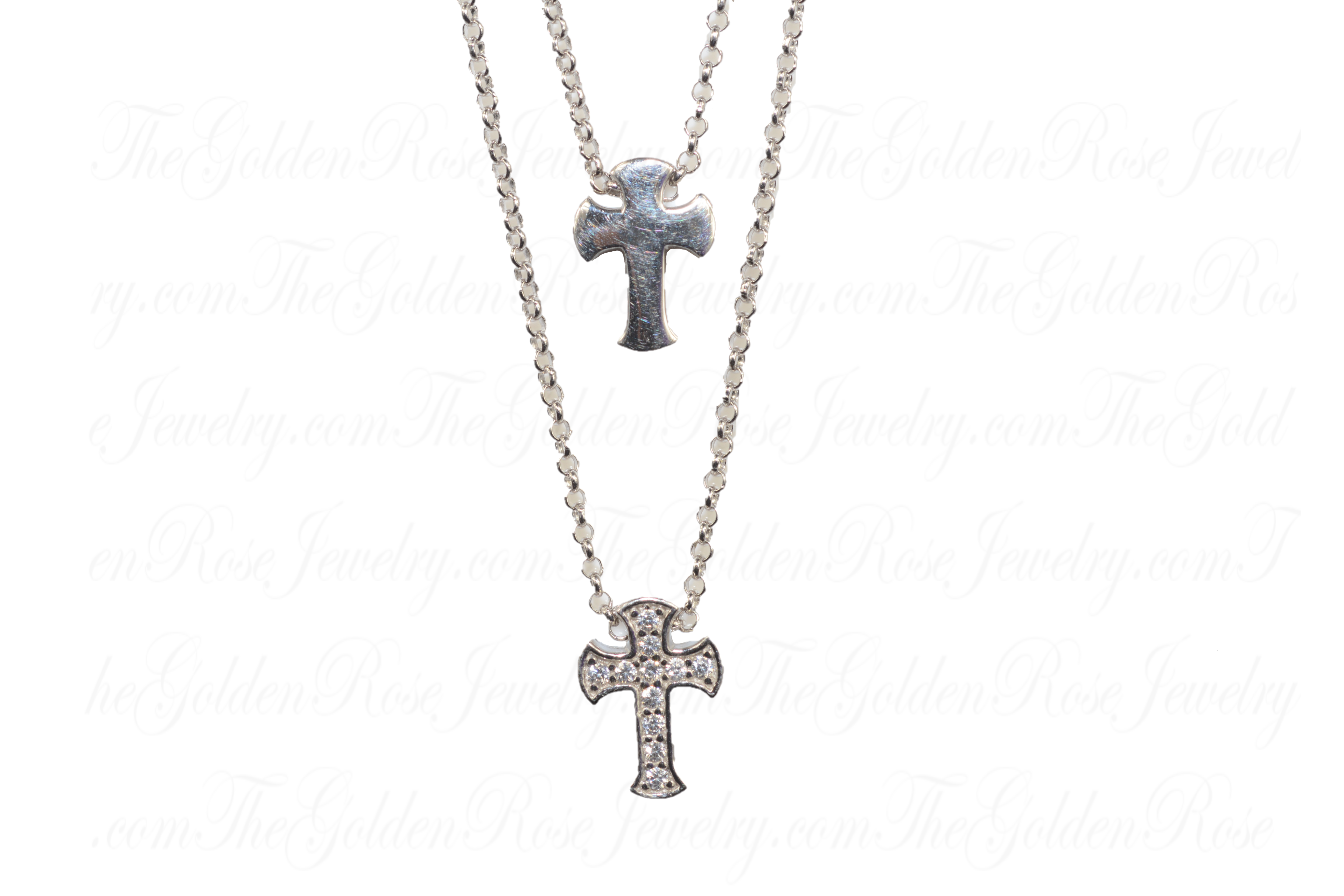 Double Collier Argent et Croix