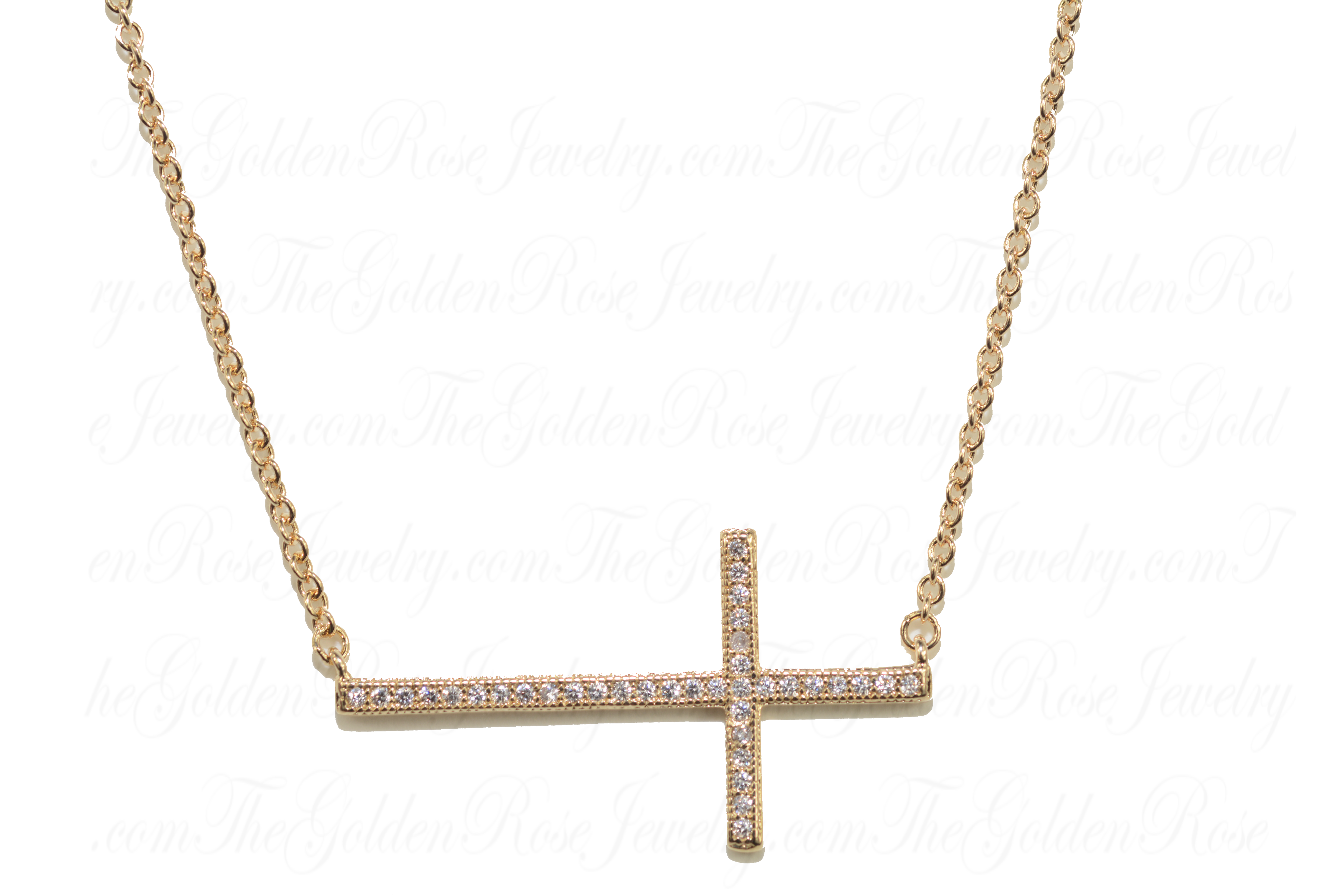 Collier Croix Zirconium Horizontale