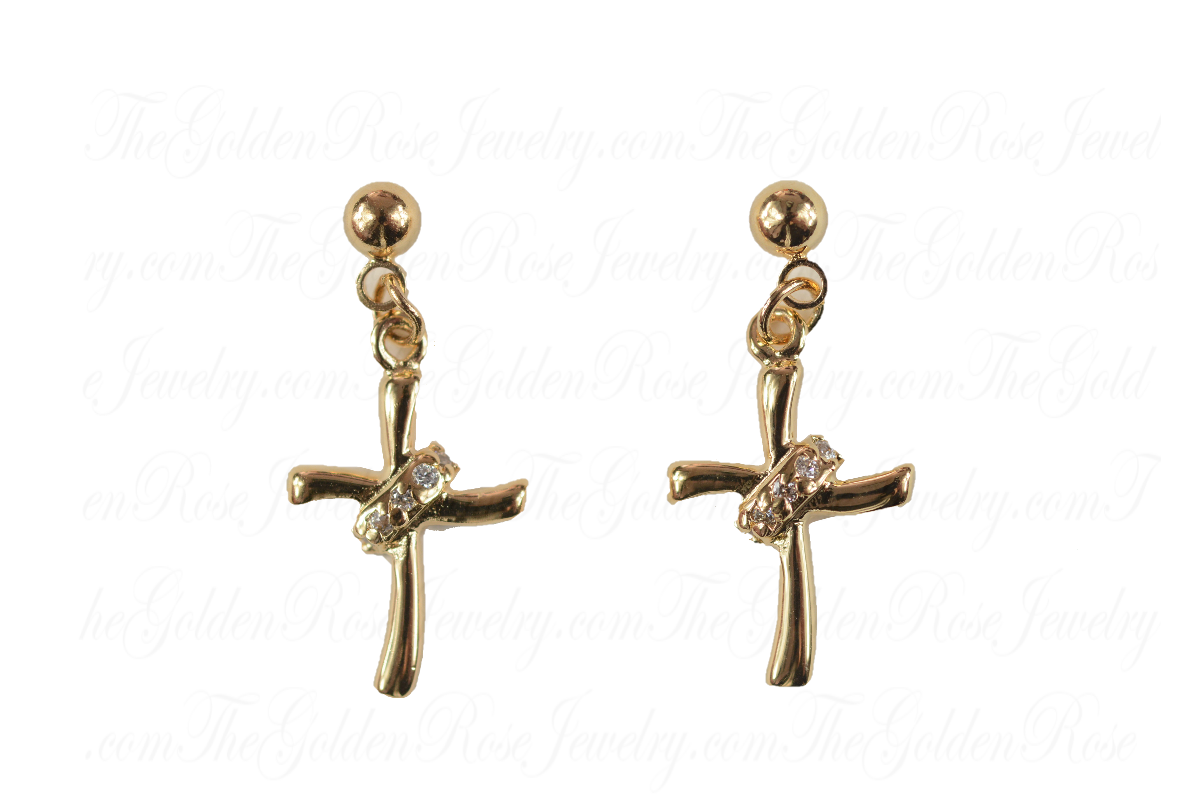 Boucles d'Oreilles Croix charpe Zirconium Pendantes