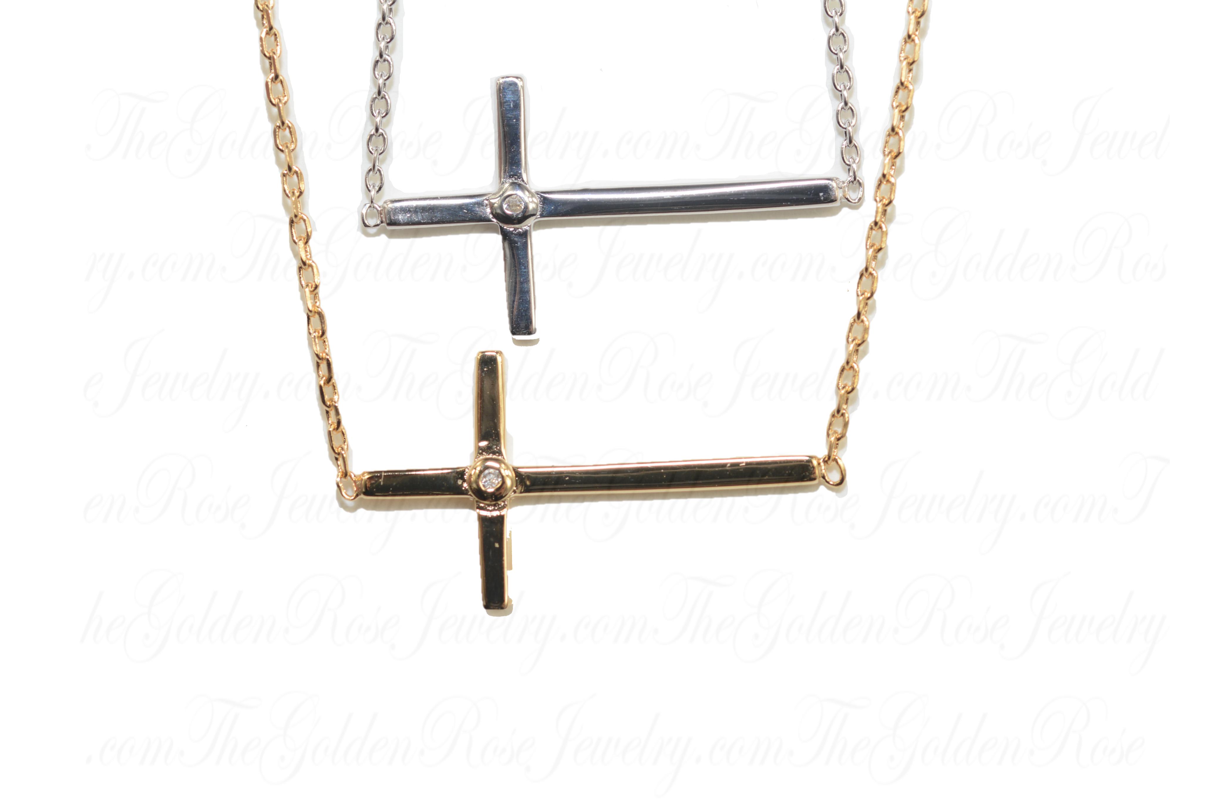 Collier Croix Horizontale avec Zirconium Central