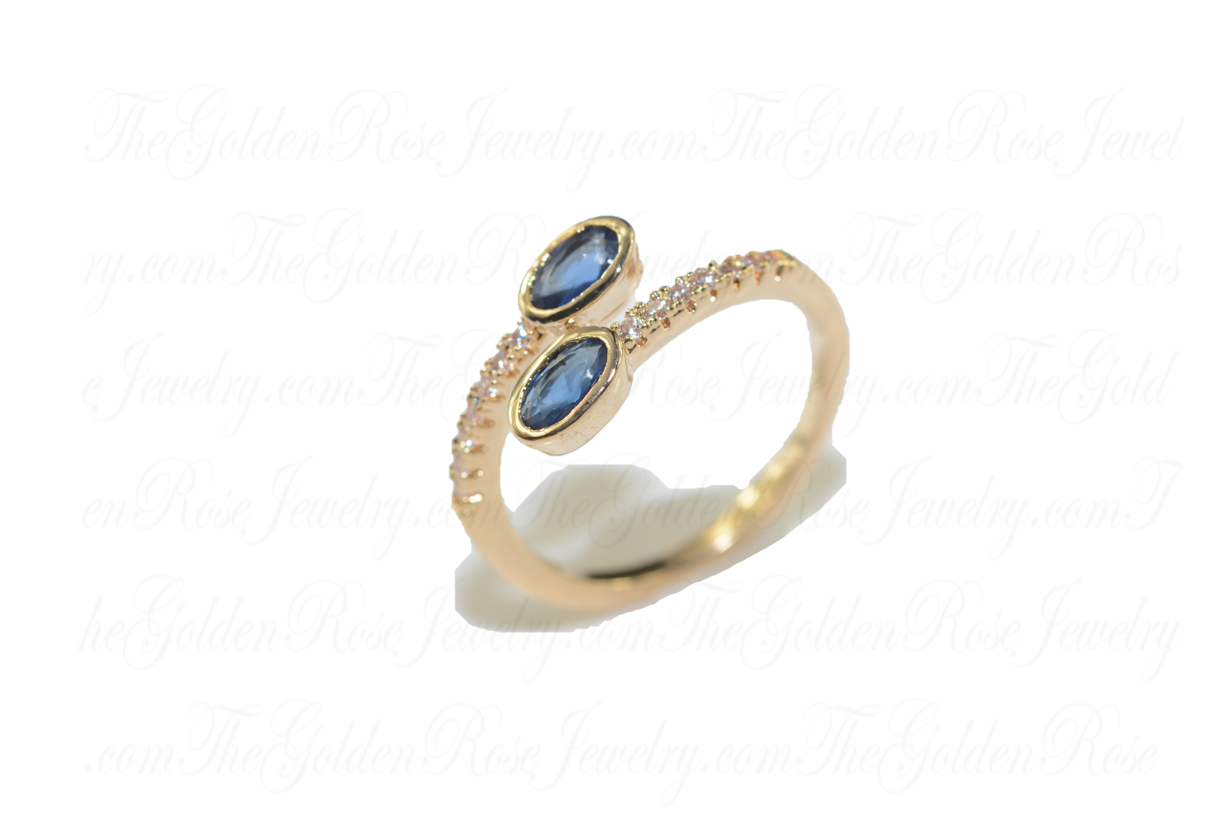 Bague Croise Zirconium Bleu et Blanc