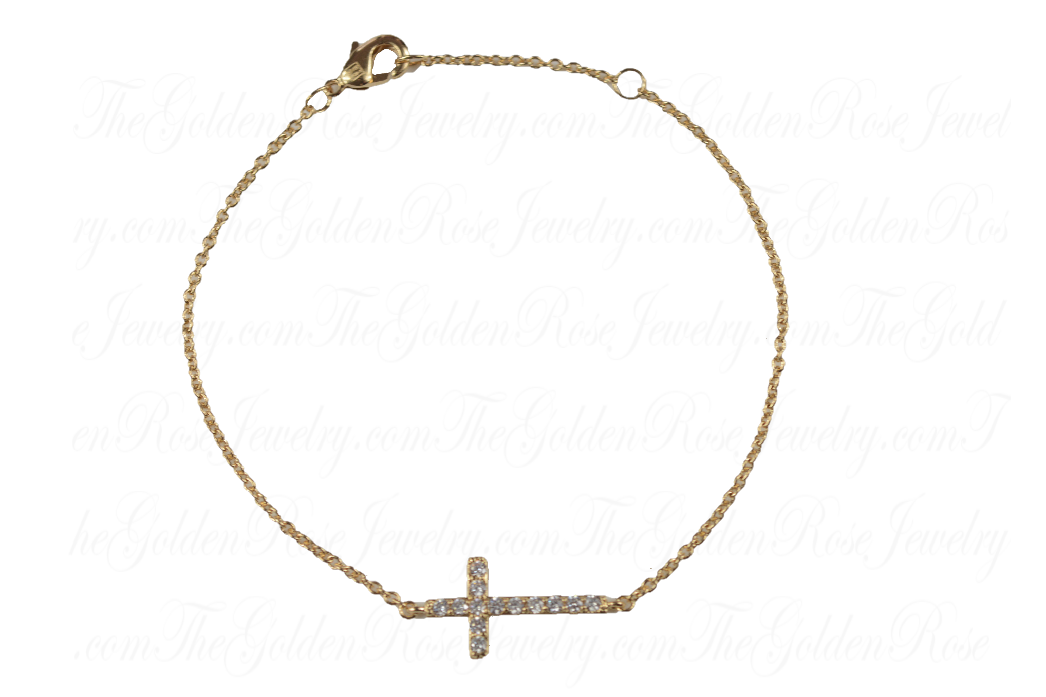 Bracelet Plaqu Or Croix Zirconium Plate