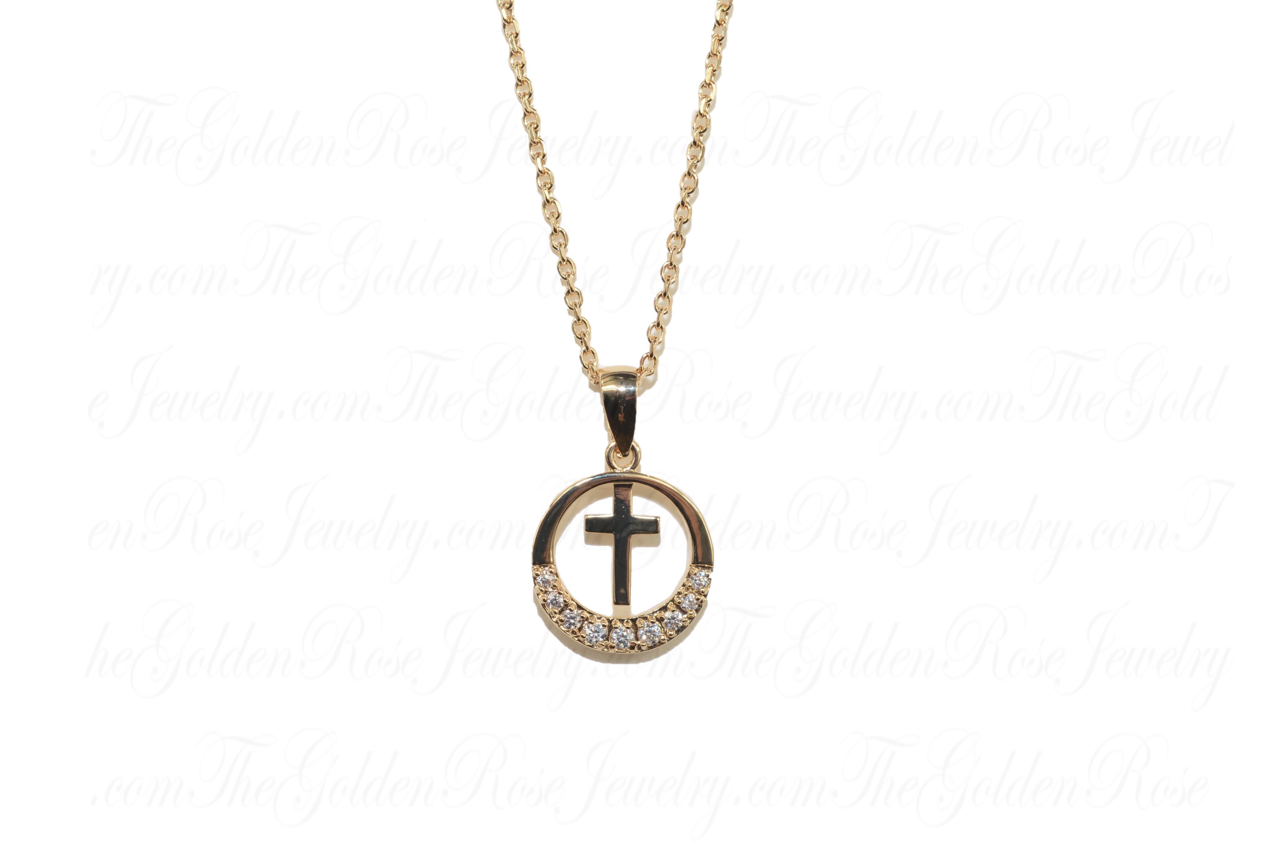 Collier Croix Cercle Zirconium