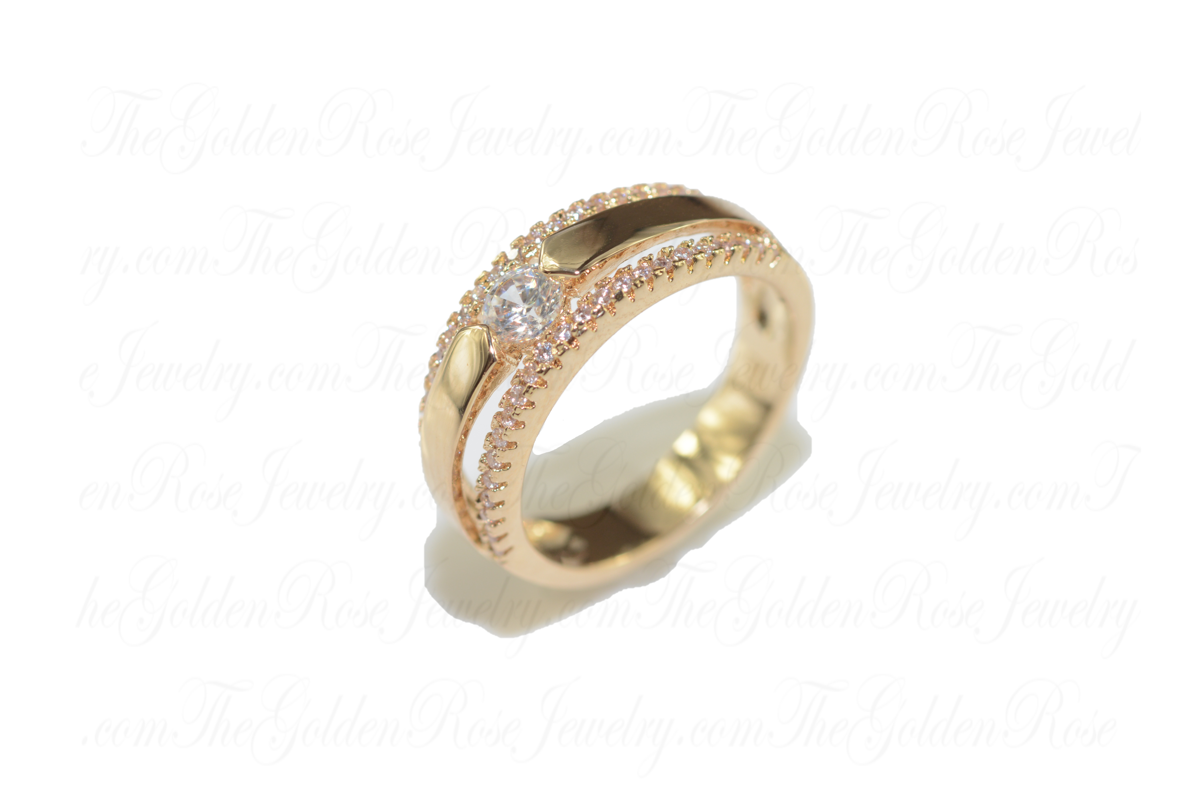 Bague Solitaire Triple Anneaux Zirconium