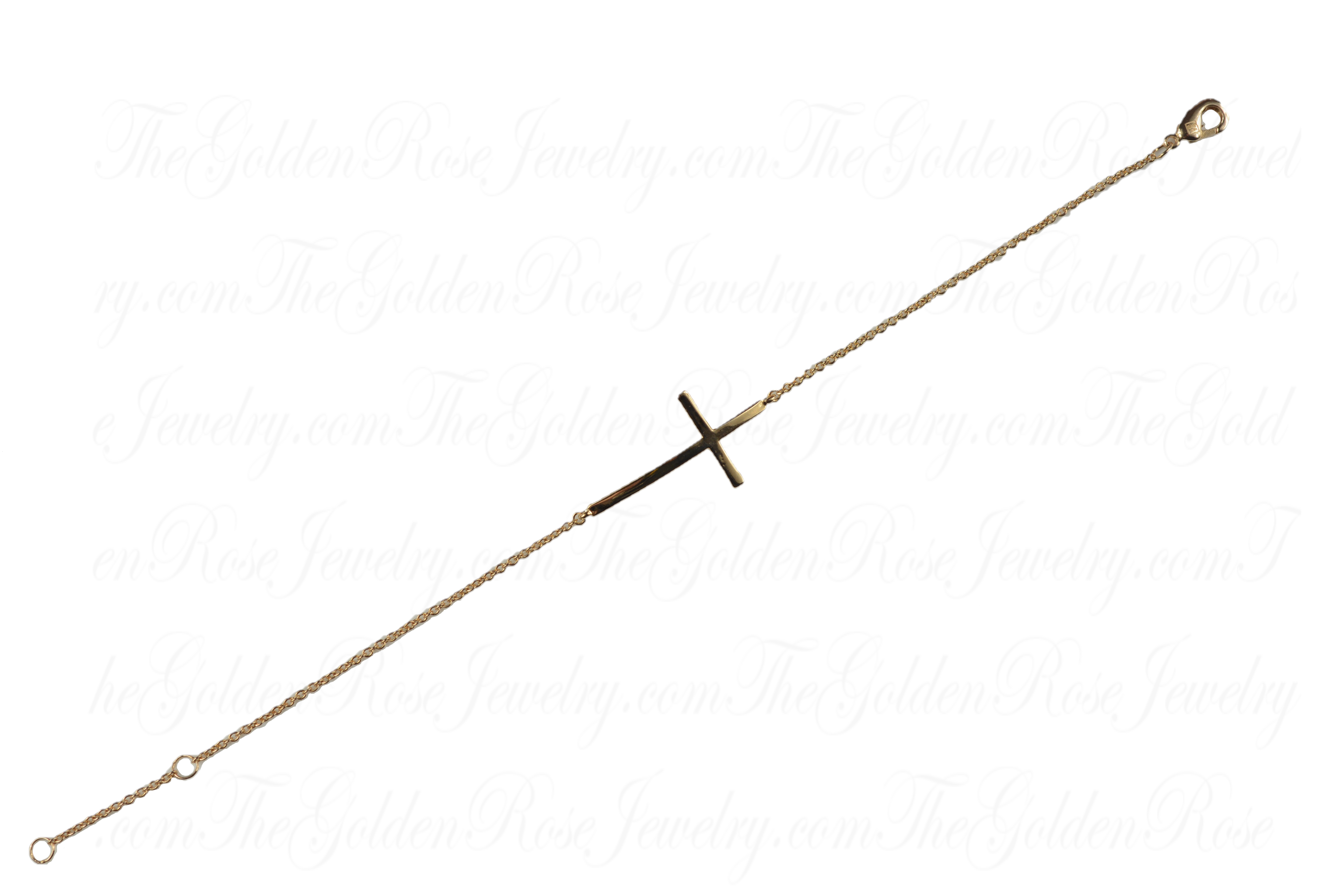 Bracelet Plaqu Or Croix Lisse Incurve