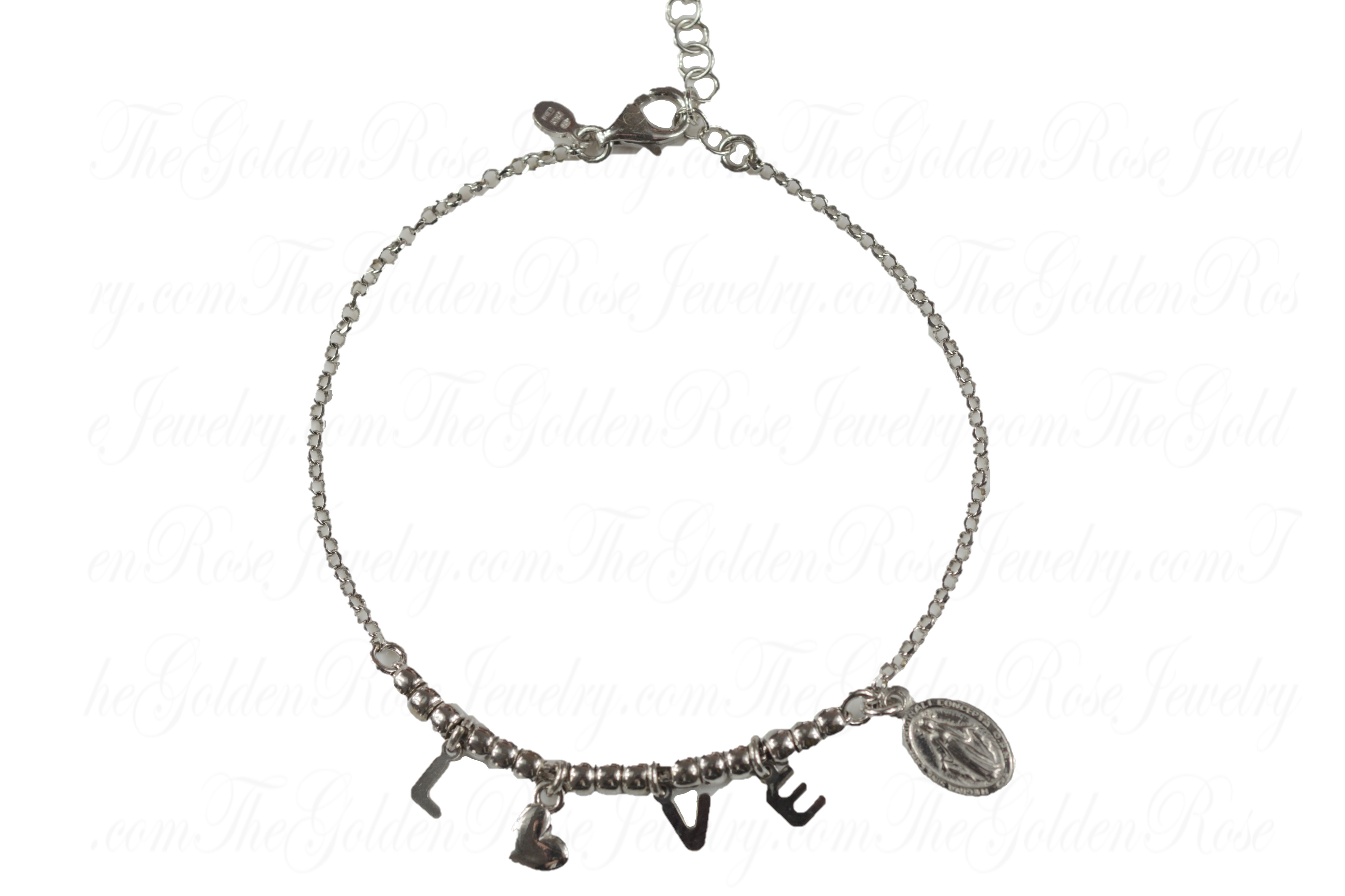 Bracelet Argent Love Coeur Miraculeuse 