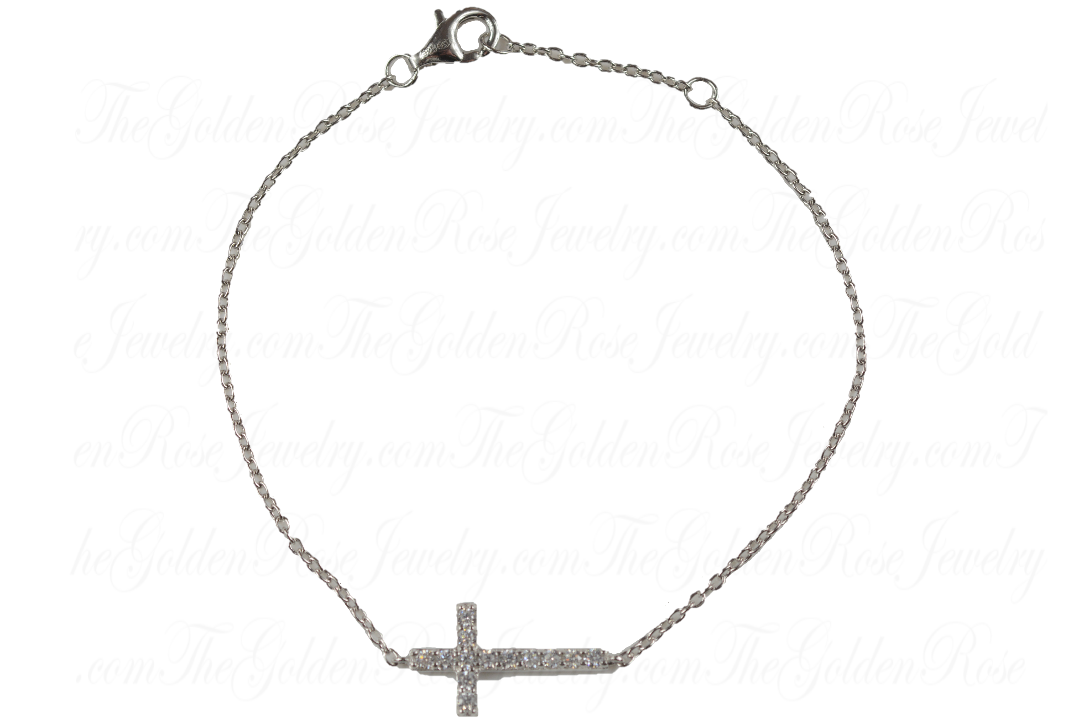 Bracelet Argent Croix Zirconium Plate